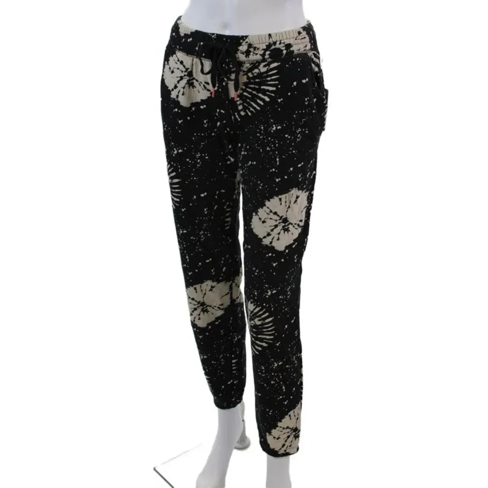 P.J. Salvage Womens Cotton Tie-Dye Drawstring Skinny Sweatpants Black Size XS